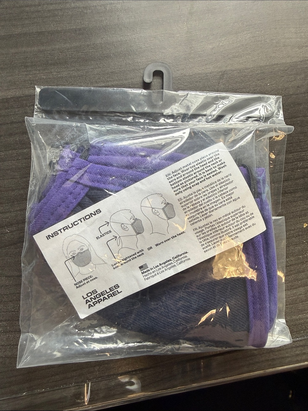 Los Angeles Apparel Navy Face Mask with Purple Trim - 3 Pack